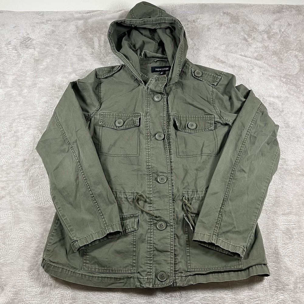 Women's Utility Hoodie Jacket Green Khaki Size L Military Grunge‎ Skater Hip-hop